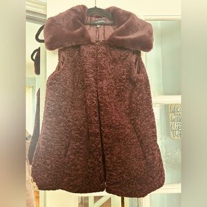 Catherine Malandrino Burgundy Faux Fur Vest